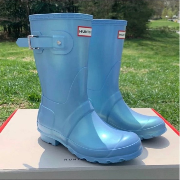 Hunter Original Nebula Short Rain Boots in Blue Womans Sizing RARE - Picture 4 of 10